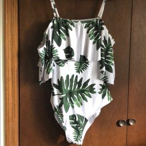 Tropical One Piece Off the Shoulder Swimsuit